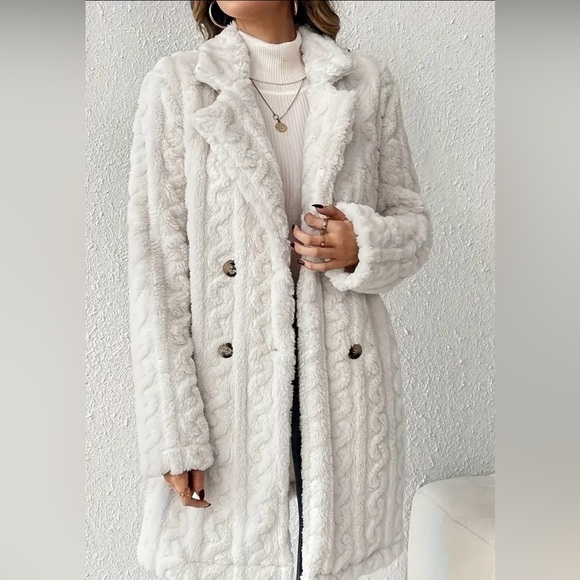 Women's White Faux Fur Coat - Picture 2 of 9